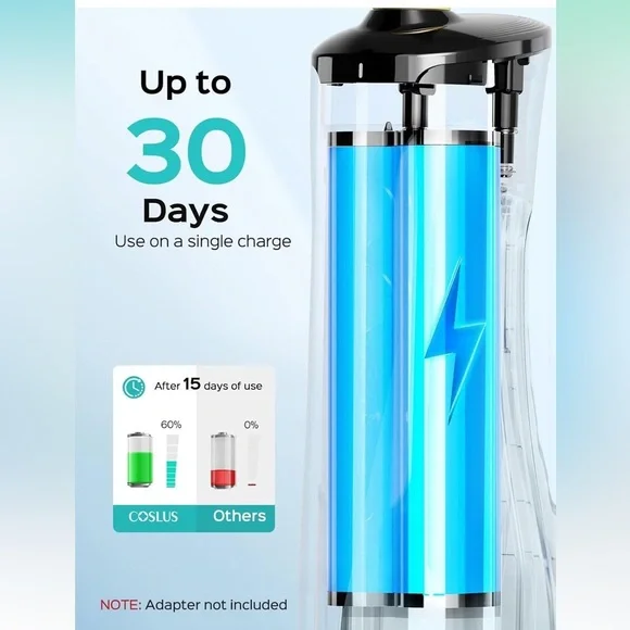 Black cordless flosser with Attachments - Picture 5 of 11